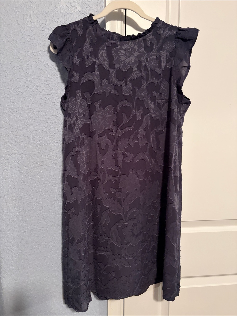 LOFT Gray Floral Jacquard Mini Dress